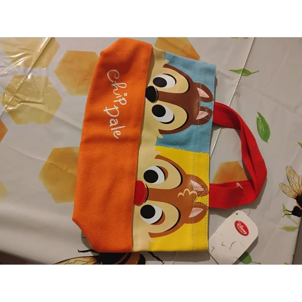 Disney Store Chip n Dale Canvas Mini Tote Bag Orange Blue Yellow New NWT